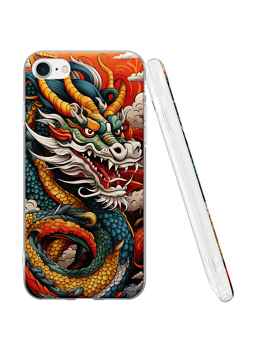 Силиконовый чехол для Apple iPhone 8 "Японский дракон"