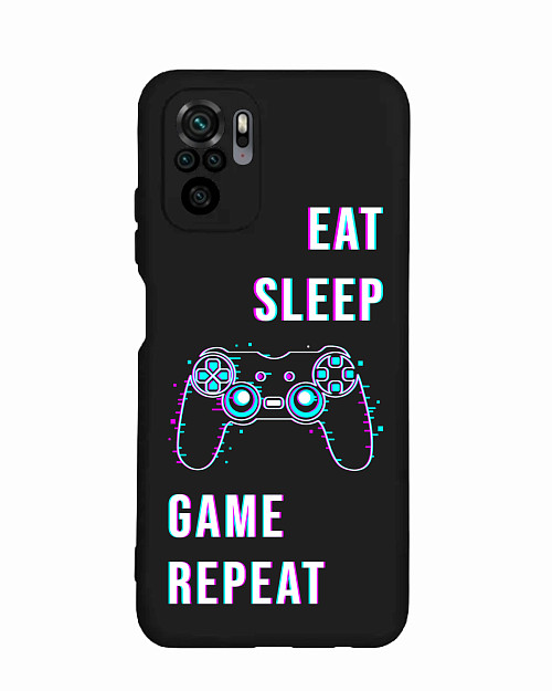 Силиконовый чехол для Xiaomi Redmi Note 10 "Eat Sleep Game repeat"