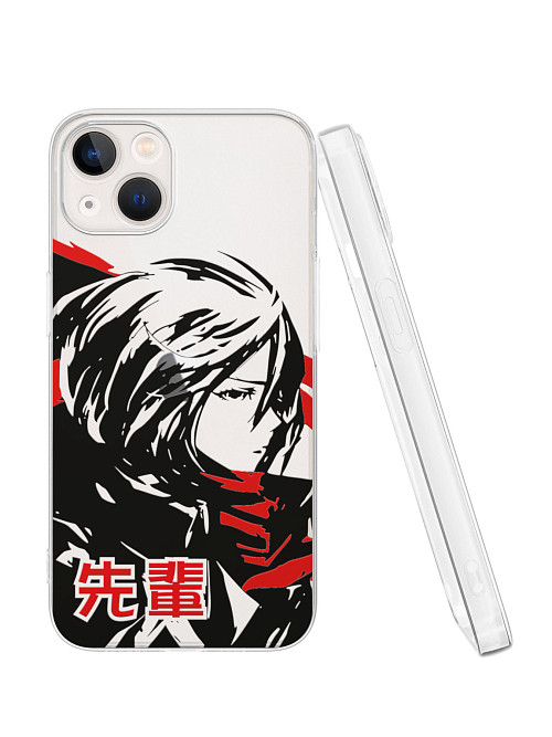 Силиконовый чехол для Apple iPhone 13 "Атака титанов - Mikasa Ackerman"