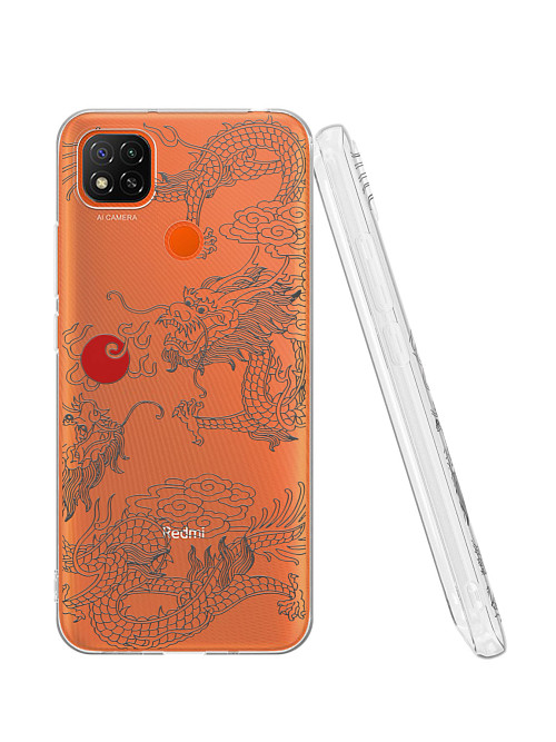 Силиконовый чехол для Xiaomi Redmi 9C "Японский дракон"