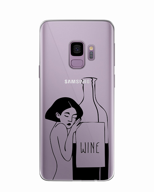 Силиконовый чехол для Samsung Galaxy S9 Бутылка вина