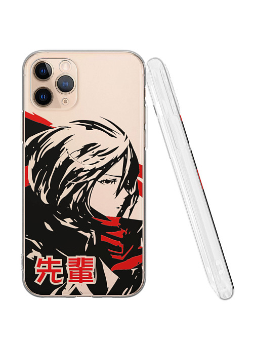 Силиконовый чехол для Apple iPhone 11 Pro "Атака титанов - Mikasa Ackerman"