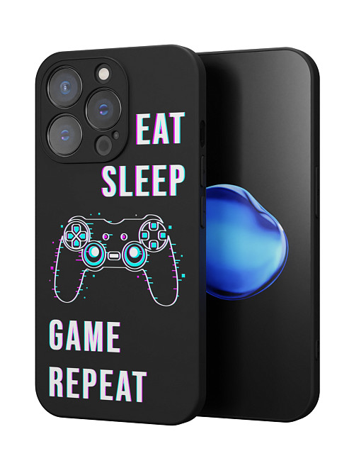 Силиконовый чехол для Apple iPhone 15 Pro "Eat Sleep Game repeat"