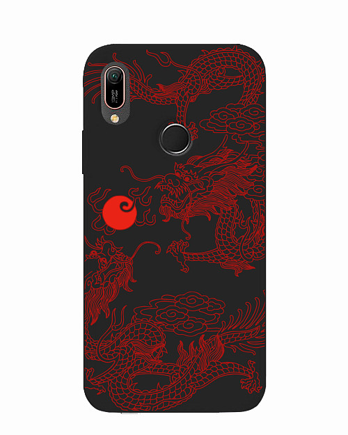 Силиконовый чехол для Honor 8A Красный японский дракон