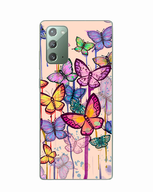 Силиконовый чехол для Samsung Galaxy Note 20 Бабочки акварель