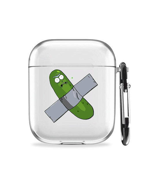 Силиконовый чехол для наушников глянцевый на AirPods 1/2 "NOVEL: Огурец - заложник"