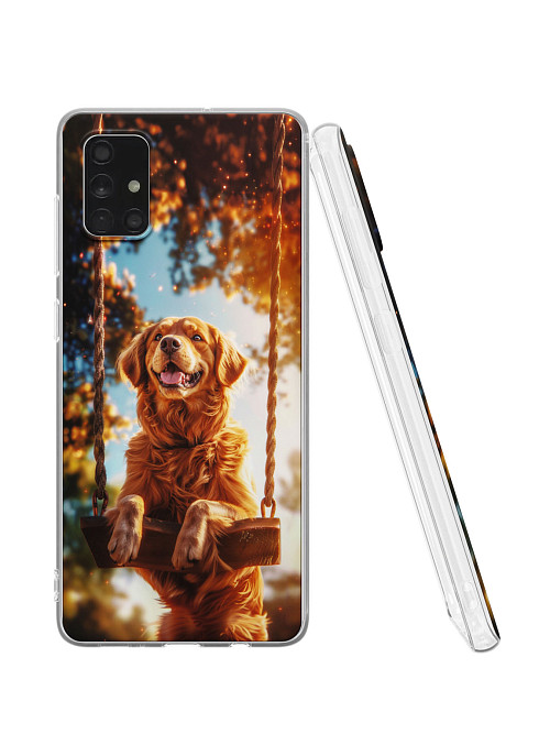 Силиконовый чехол для Samsung Galaxy A71 "Собака на качелях"