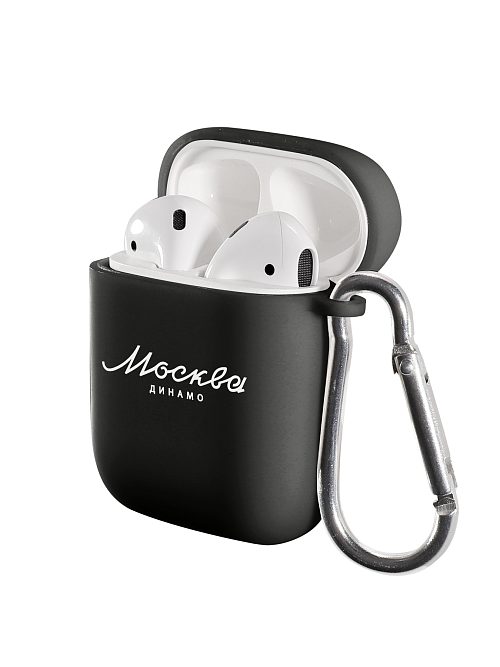 Силиконовый чехол для наушников матовый на AirPods 1/2 "Динамо: Белое лого"