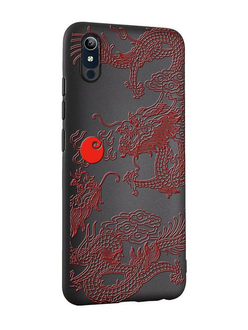 Силиконовый чехол для Vivo Y91C Красный японский дракон
