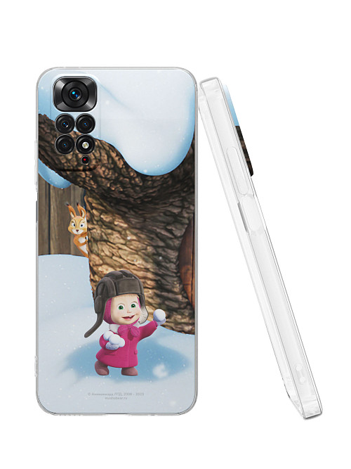 Силиконовый чехол для Xiaomi Redmi Note 11S (4G) "Маша и медведь: Маша и белка"