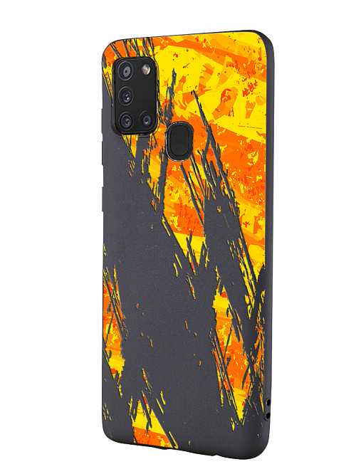 Силиконовый чехол для Samsung Galaxy A21s "Оранжевая краска"