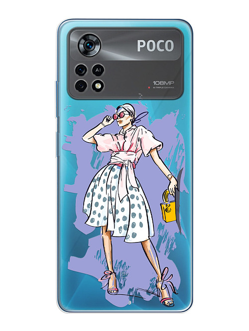 Силиконовый чехол для Poco X4 Pro (5G) Стильная девушка