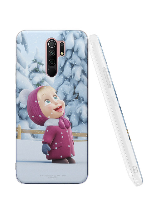 Силиконовый чехол для Xiaomi Redmi 9 "Маша и медведь: Маша и снежинки"