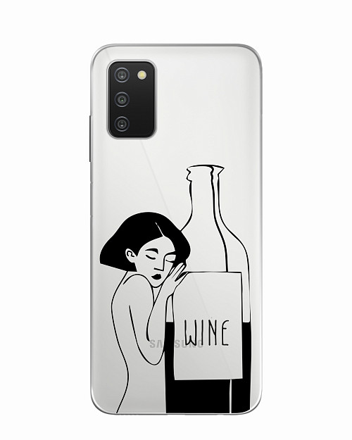 Силиконовый чехол для Samsung Galaxy A03S Бутылка вина