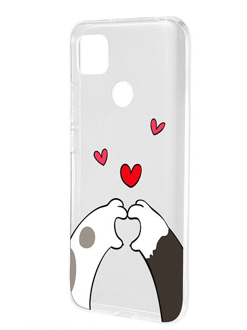 Силиконовый чехол для Xiaomi Redmi 9C Лапки с сердцем