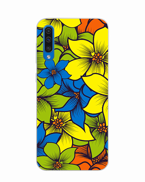 Силиконовый чехол для Samsung Galaxy A30S "Цветы ваниль"
