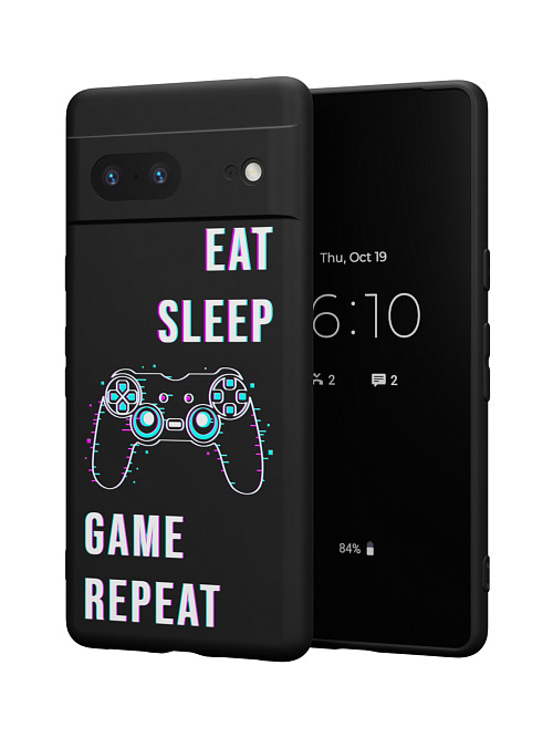 Силиконовый чехол для Google Pixel 7 "Eat Sleep Game repeat"