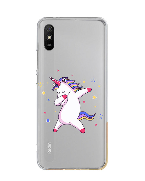 Силиконовый чехол для Xiaomi Redmi 9A Розовый единорожек