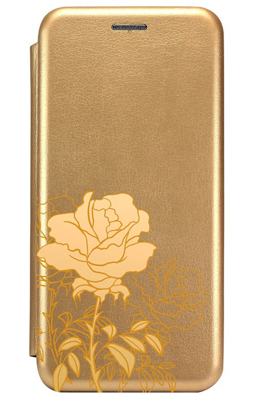 Чехол книжка для Samsung S21 Ultra "Золотистый цветок"