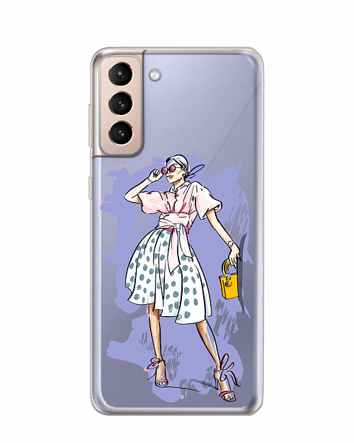 Силиконовый чехол для Samsung Galaxy S21 (5G) "Стильная девушка"