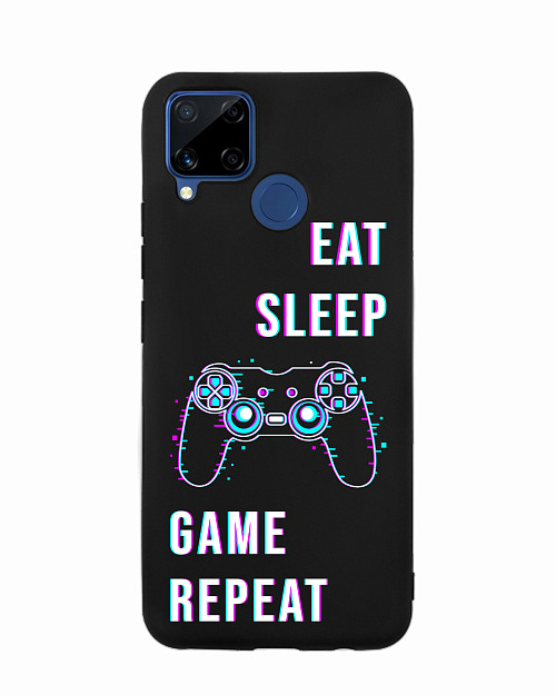 Силиконовый чехол для realme C15 "Eat Sleep Game repeat"