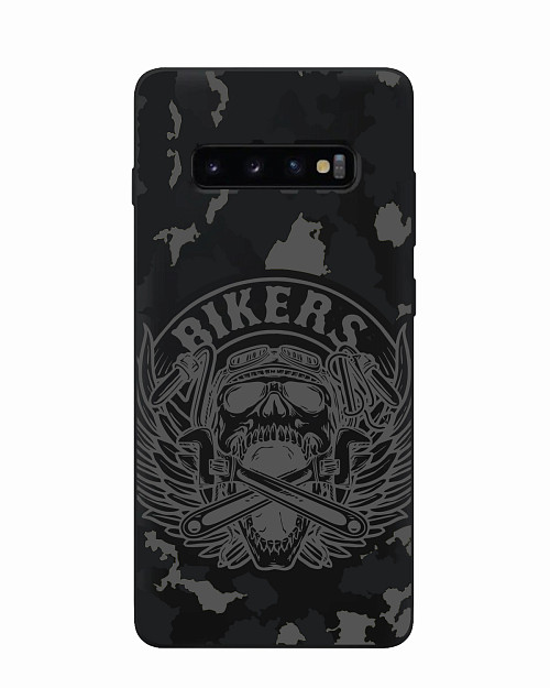 Силиконовый чехол для Samsung Galaxy S10 Bikers серый