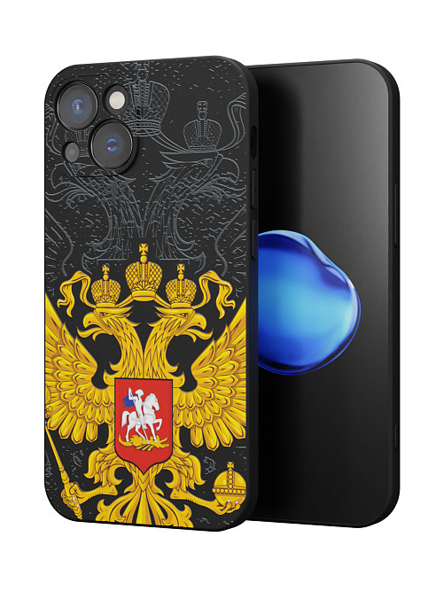 Силиконовый чехол для Apple iPhone 15 Plus "Герб России"