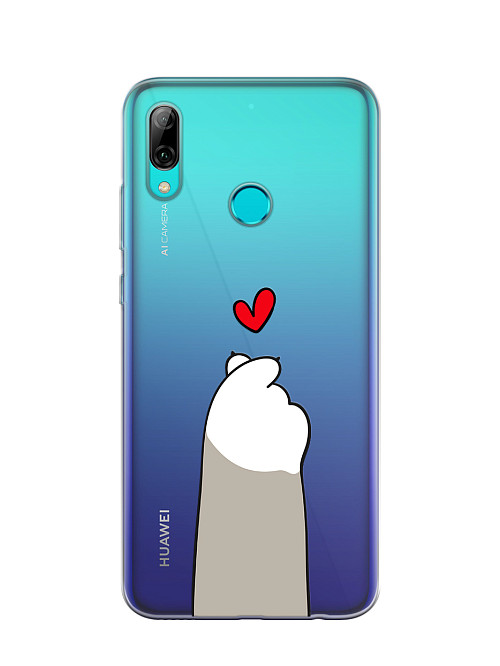 Силиконовый чехол для Huawei P Smart (2019) Лапка с сердцем