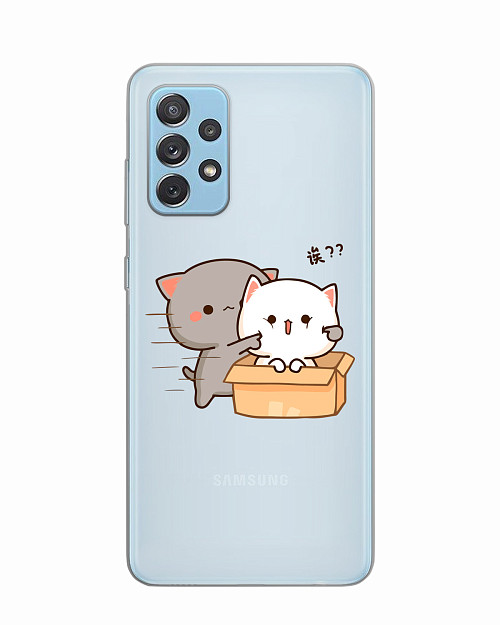 Силиконовый чехол для Samsung Galaxy A72 "Два котика"