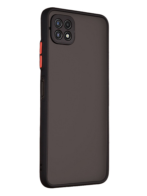 Противоударный чехол для Samsung Galaxy A22S (5G) черный / прозрачный / красный