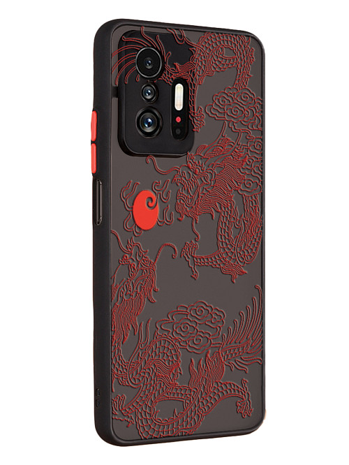 Противоударный чехол для Xiaomi 11T Красный японский дракон