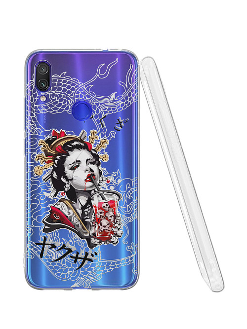 Силиконовый чехол для Xiaomi Redmi Note 7 Pro "Geisha Bloody"