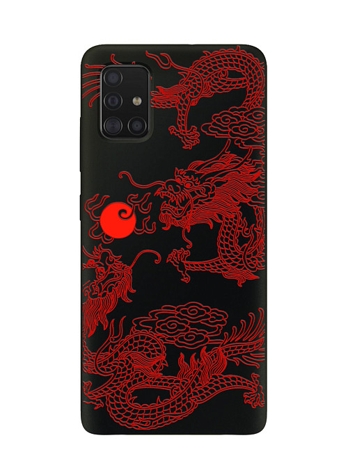 Силиконовый чехол для Samsung Galaxy A71 Красный японский дракон