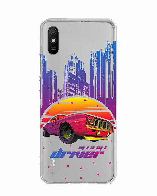 Силиконовый чехол для Xiaomi Redmi 9A Retrowave Miami