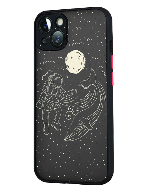 Противоударный чехол для Apple iPhone 13 "Космонавт и кит"