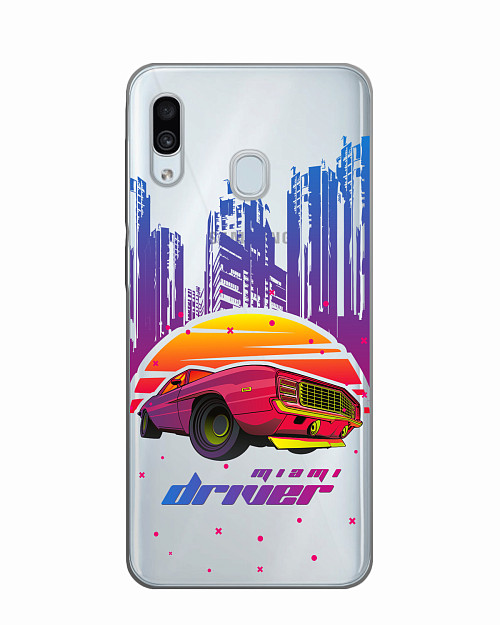 Силиконовый чехол для Samsung Galaxy A20 Retrowave Miami