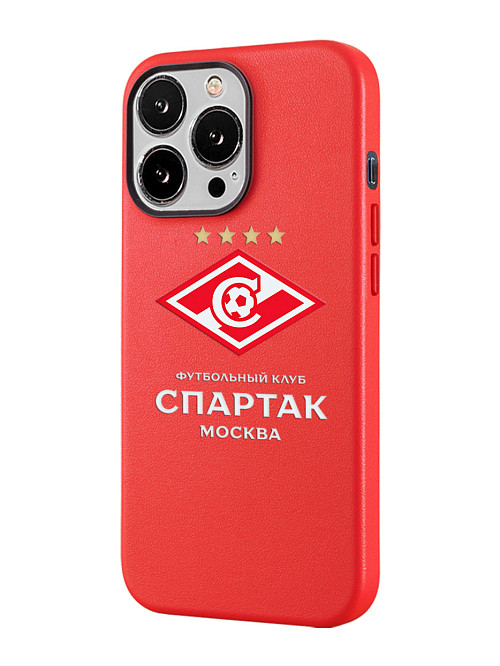 Кожаный чехол для Apple iPhone 13 Pro "Футбольная команда Спартак"