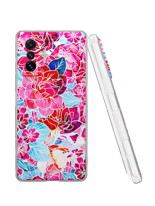 Силиконовый чехол для Xiaomi Redmi K50 Gaming Edition "Розовые цветы"