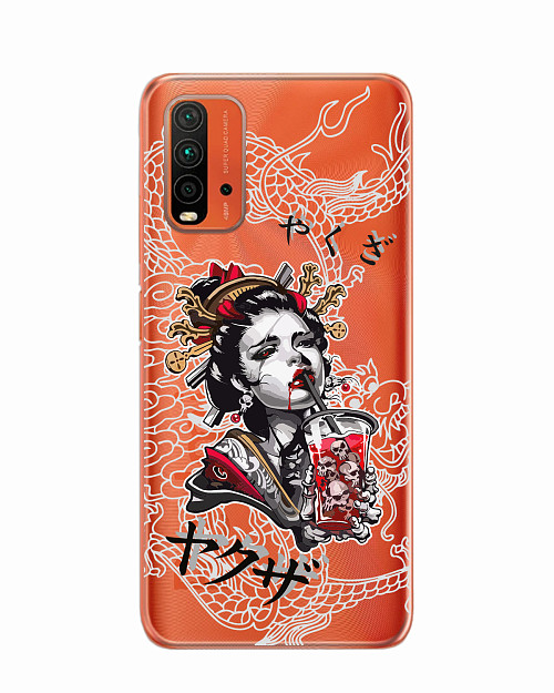 Силиконовый чехол для Xiaomi Redmi 9T "Geisha Bloody"